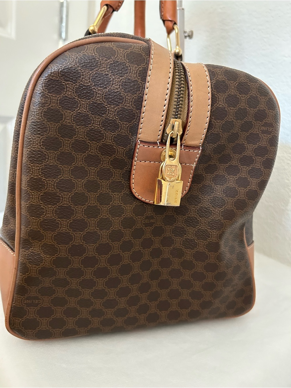 🤎CELINE🤎Macadam💛Brown Mono Weekender Bag with Unbranded Strap & Lock no key - Picture 5 of 16